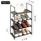 Upgrade Stackable Small Shoe Rack, 4-Tier Shoe Shelf Storage Organizer with Handle for Entryway, Hallway and Closet (Black)
